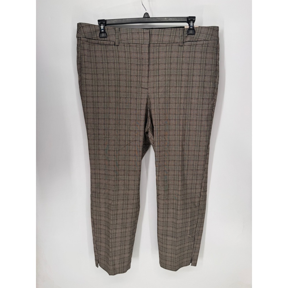 Lane Bryant Pants Women 20 Brown Plaid 4 Season Slim Ankle Mid-Rise EUC